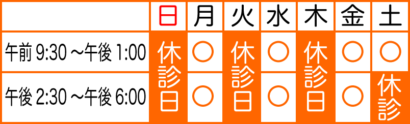 日・木・土曜午後休診